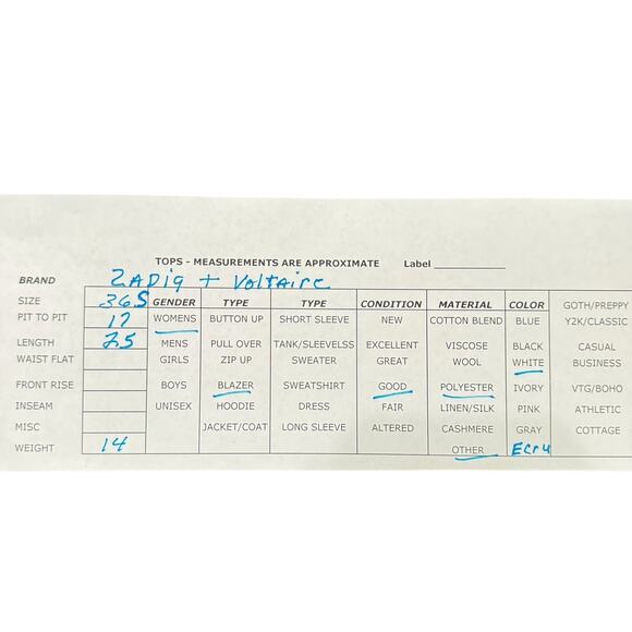 Zadig & Voltaire Vedy Bis Skull Ecru Single Breasted Blazer Size 36S Corpcore - Picture 15 of 15